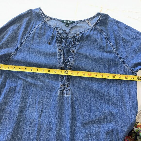 Ralph Lauren Denim Tunic Dress With Lace-Up Front & Pockets size XL - Picture 11 of 11